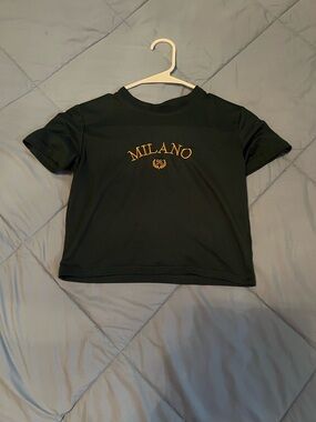 Milano Graphic Kids Crop Tee - Black with Gold Print